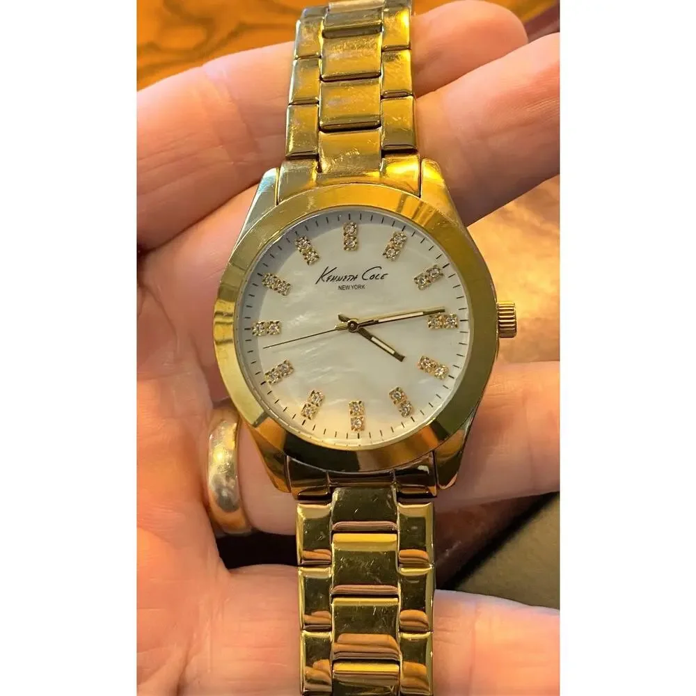 Women's 40mm Gold Tone Kenneth Cole New York, MOP Face